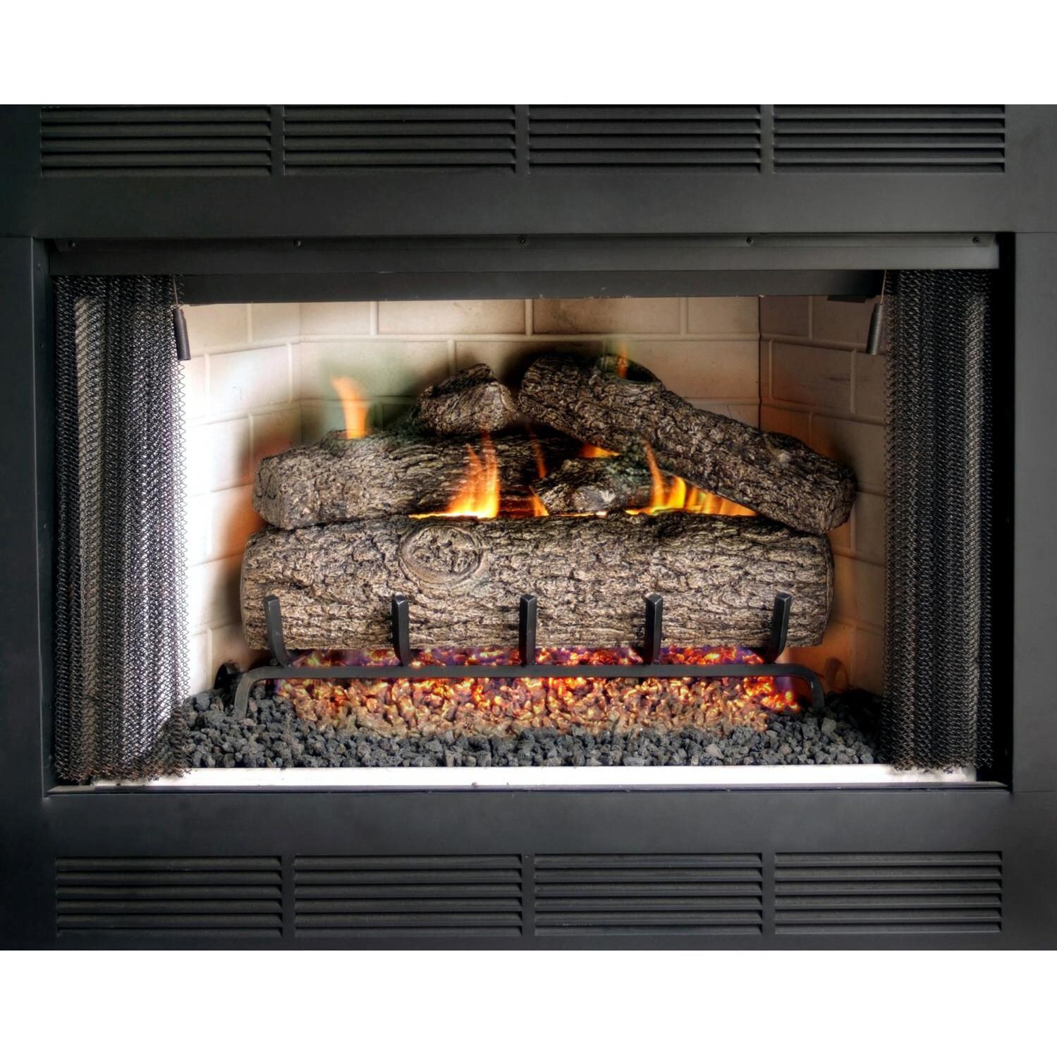 Peterson Real Fyre Golden Oak Log In Fireplace Setting thumbnail