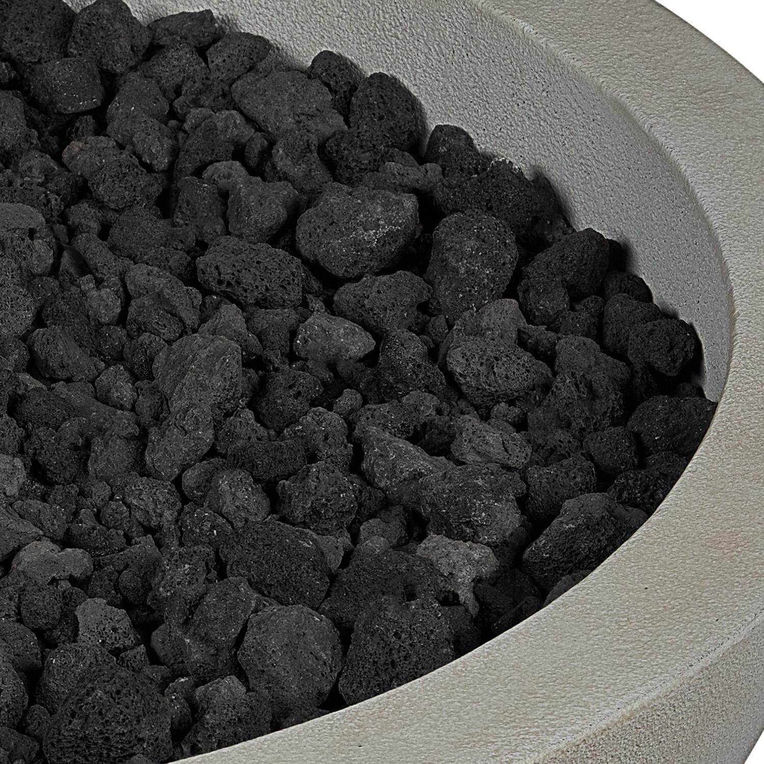 Dustyview 42 Inch Round Glass Fiber Reinforced Concrete Propane Fire Bowl in Shade by BBQGuys Signature - Lava Rocks - Detail thumbnail