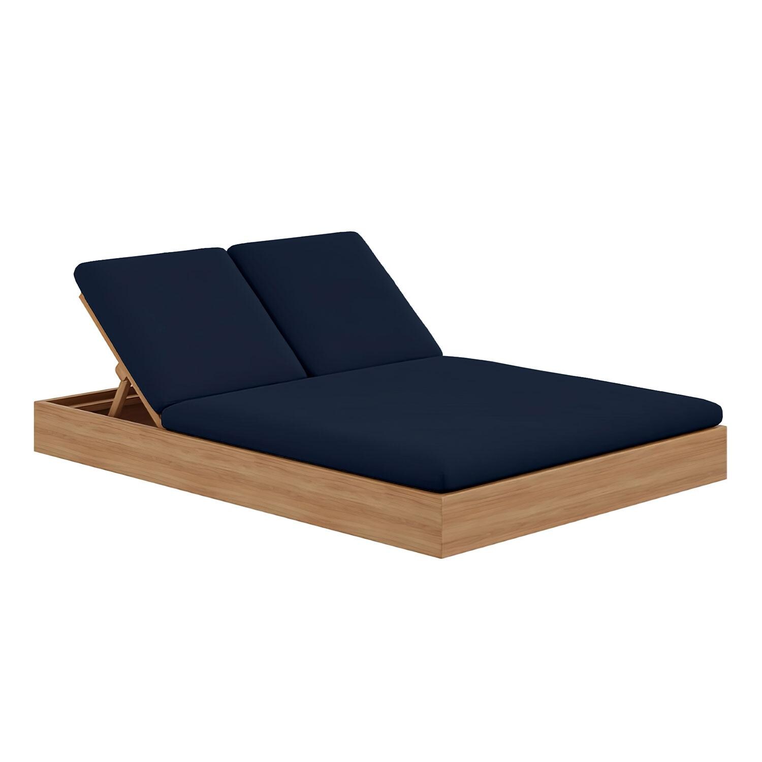 Bellawood 2 Person Teak Double Chaise Lounge in Indigo by Lakeview Outdoor Designs - Angled - White Background thumbnail