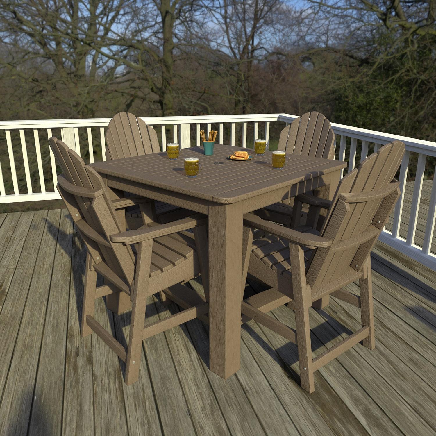 Lakeview Outdoor Designs Dream Bay 5 Pc Recycled Plastic Square Counter Height Dining Set in Woodland Brown by - LV-CNA44-WBR