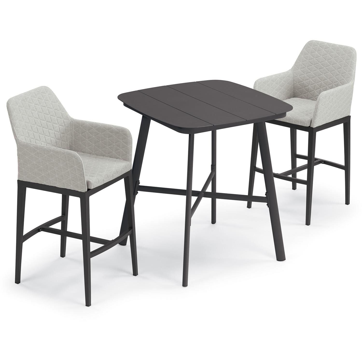 Oxford Garden Oland 3 Pc Aluminum Bar Set in Carbon/Quilted Canvas Granite - Front View thumbnail