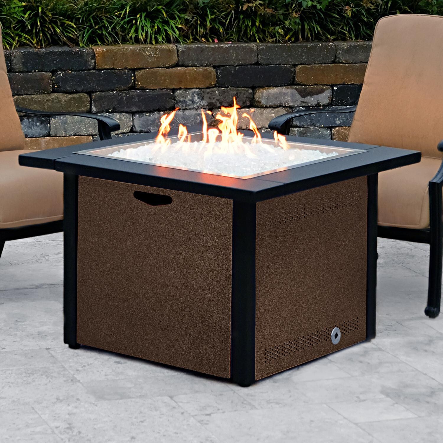 Lakeview Outdoor Designs Challenger 36-Inch  Fire Pit Table - Close Up - Shown w/ Optional Clear Fire Glass thumbnail