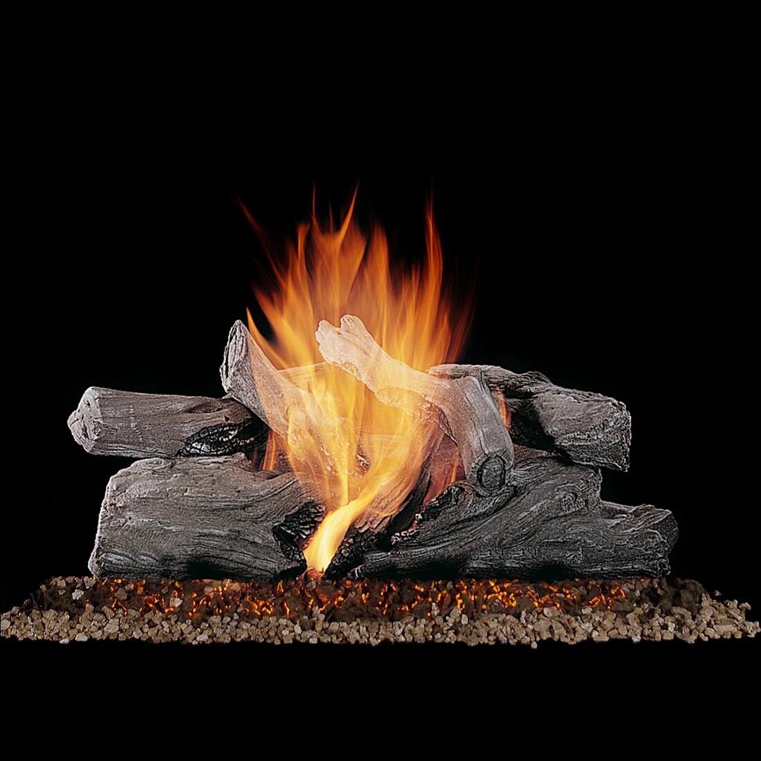 Rasmussen 30-Inch Evening CampFire Gas Log Set With Vented Propane Custom Embers Pan Burner - Variable Flame Remote thumbnail