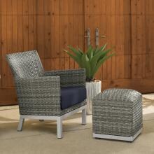 Argento 2 Piece Wicker Patio Seating Set W/ Ottoman By Oxford Garden - Midnight Blue image