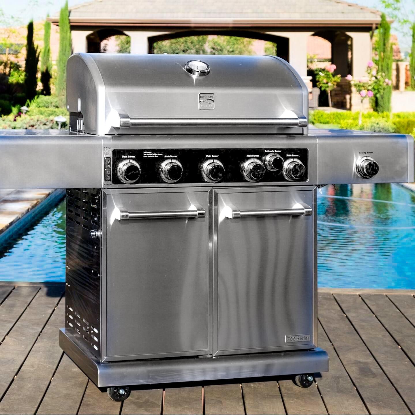 Kenmore Elite 30Inch 5Burner Freestanding Propane Gas Grill With