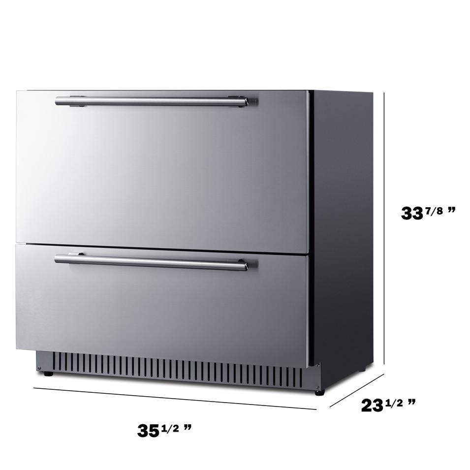 Summit SPR36DROS 36 Inch 7.15 Cu. Ft. Outdoor 2-Drawer All-Refrigerator - Dimensional thumbnail