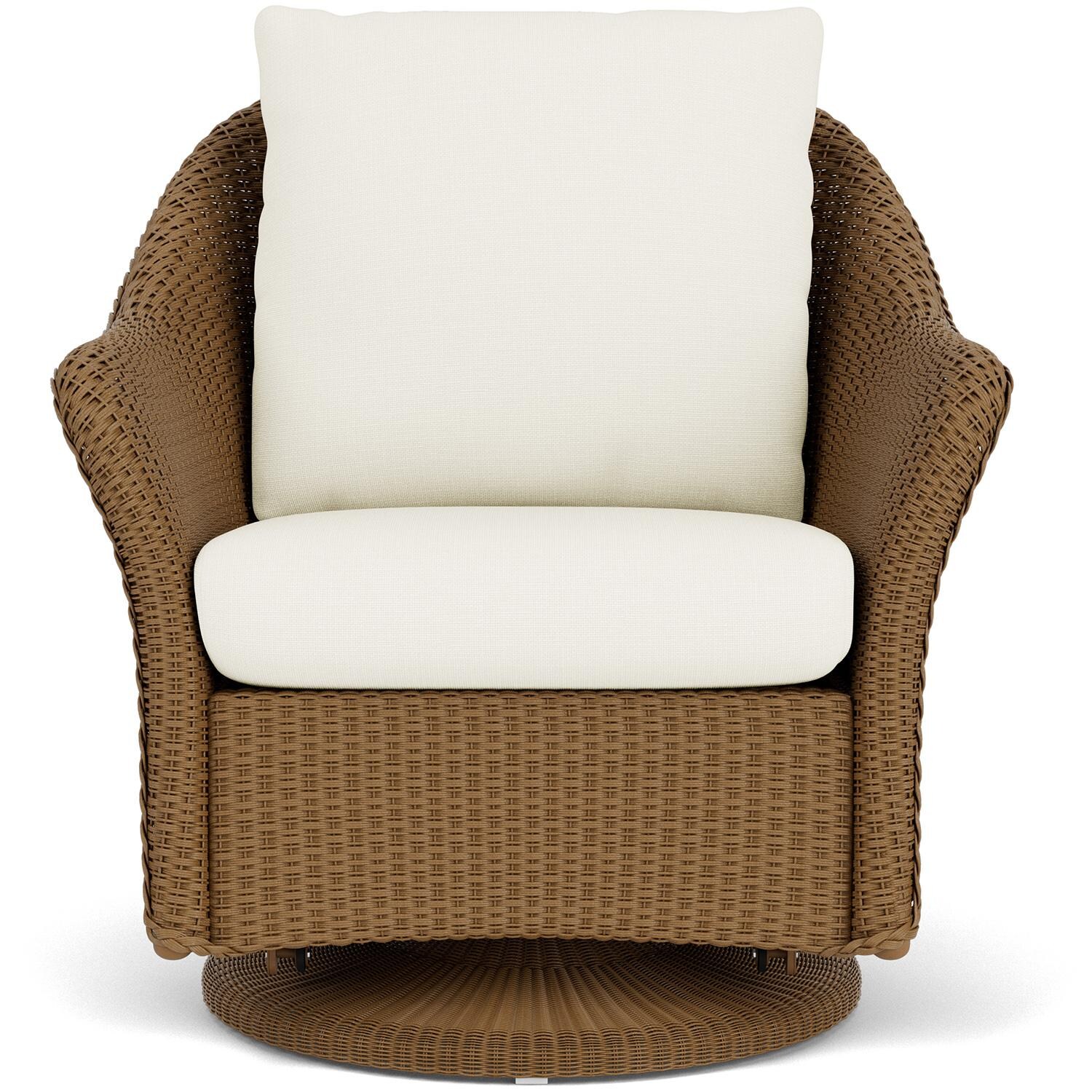 Lloyd Flanders Weekend Retreat Swivel Glider Lounge Chair in Hickory Finish W/ Sailcloth Salt Fabric thumbnail