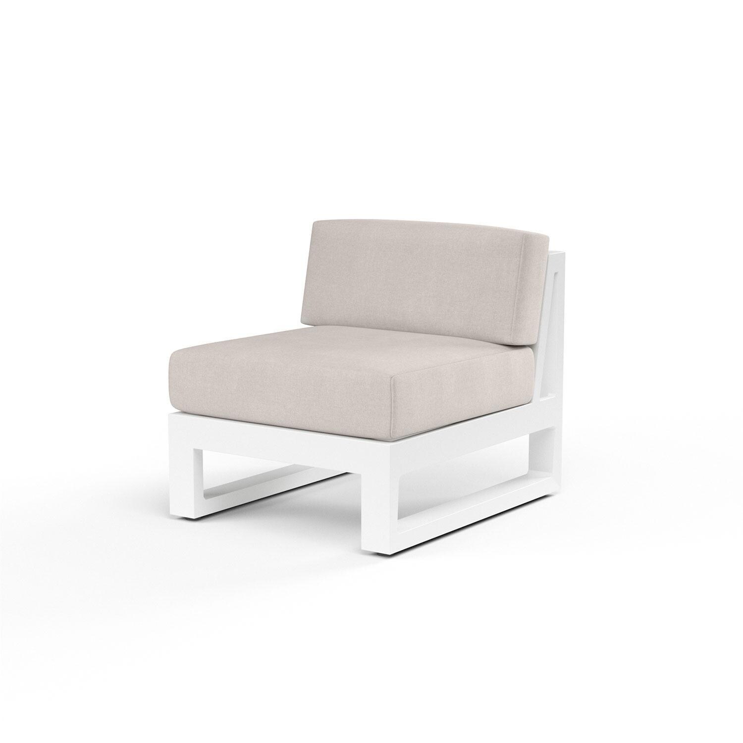 Newport Aluminum Armless Patio Club Chair in Canvas Natural w/ No Welt by Sunset West - Display - White Background thumbnail