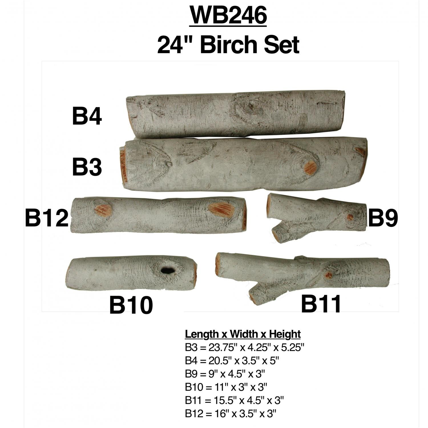 Rasmussen 24-Inch White Birch Gas Log Set Lay-Out thumbnail