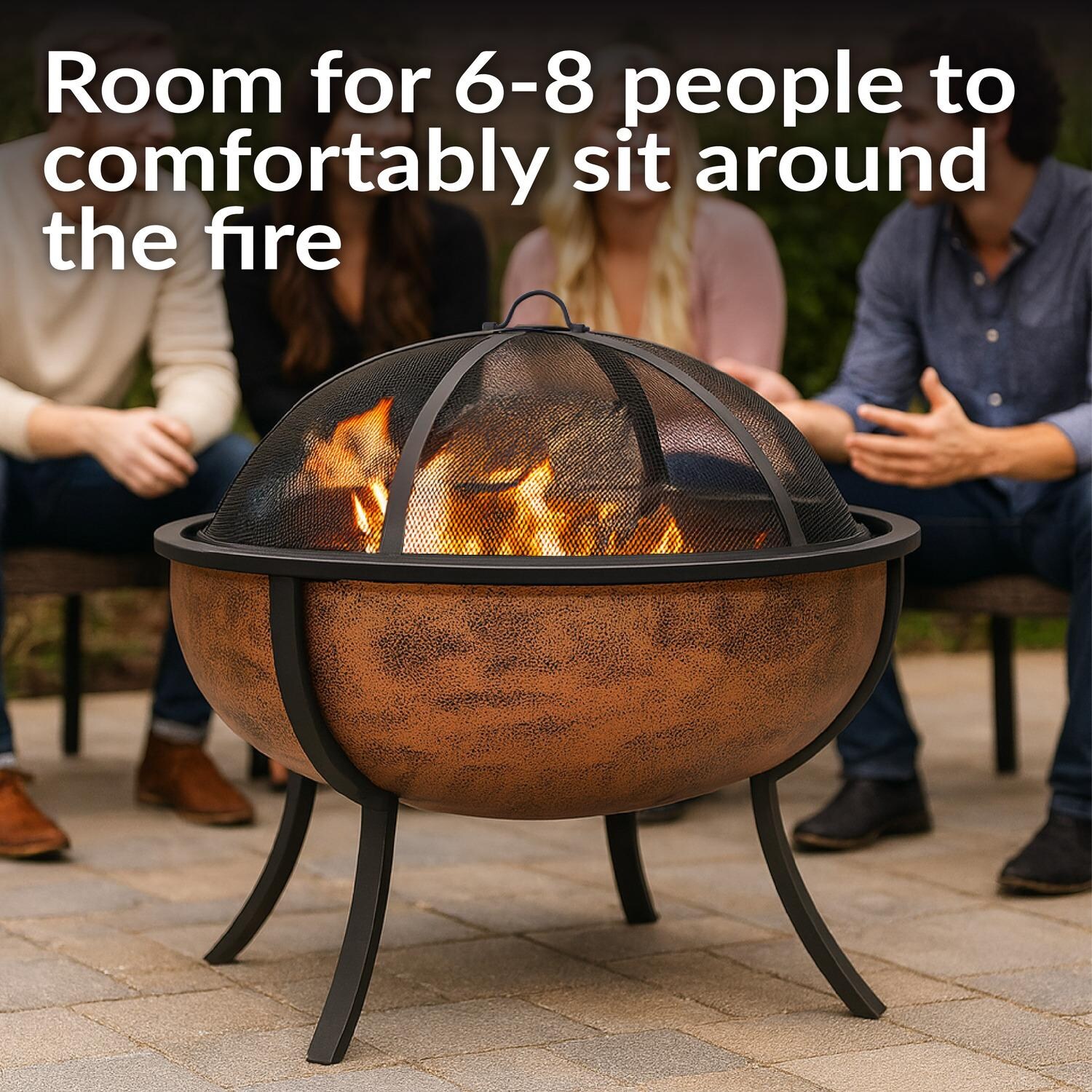 Ultimate Patio NB-550 32 Inch Round Steel Wood-Burning Fire Pit in Copper - Seating Capacity for 6 to 8 - Lifestyle thumbnail