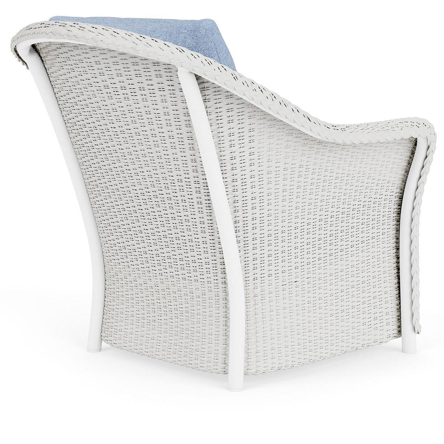 Lloyd Flanders Weekend Retreat Lounge Chair in Matte White Finish W/ Demo Skyway Fabric - Back Right thumbnail