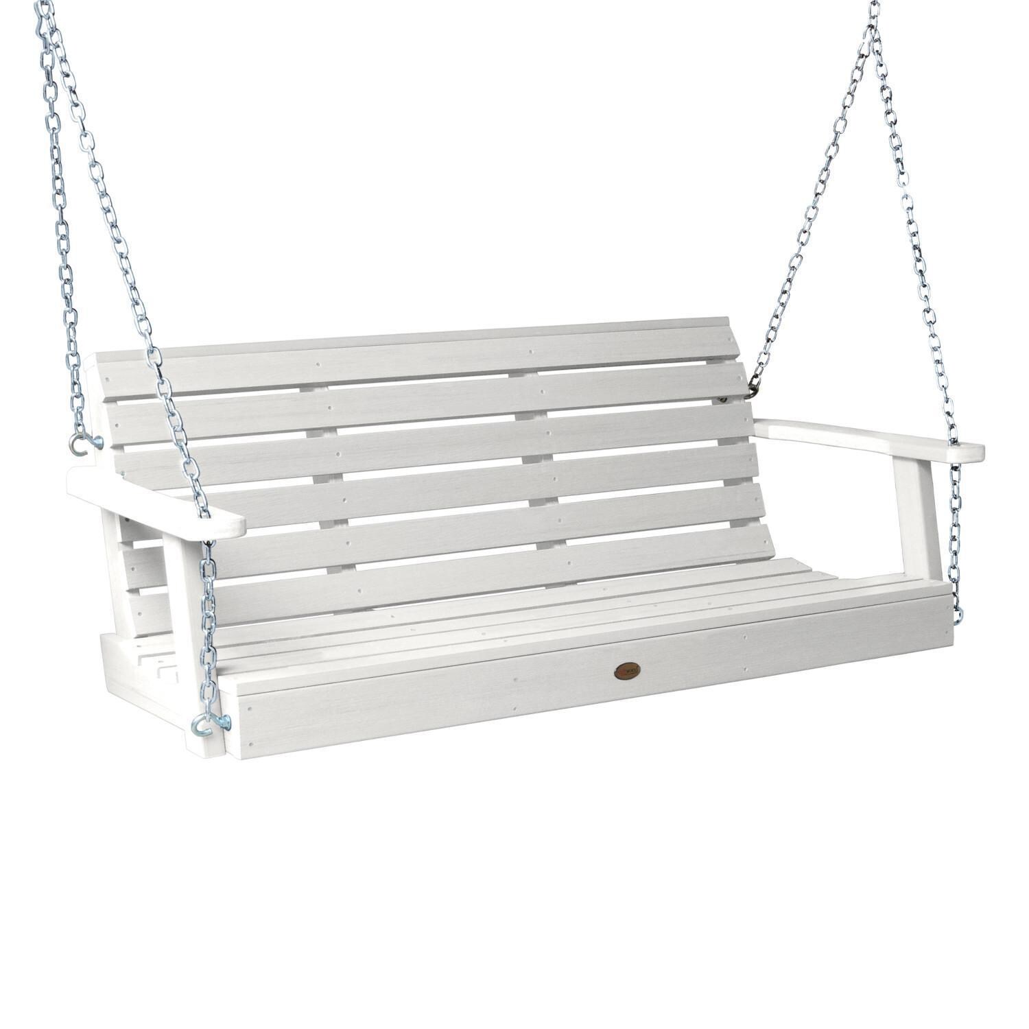Lakeview Elm Pointe 5-Foot Porch Swing - White - Angled View thumbnail