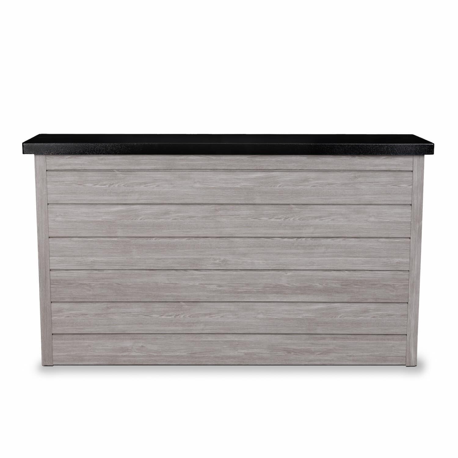 BBQGuys Signature 72 Inch 360 Degree Swivel Outdoor TV Lift Cabinet | Barnboard Gray w/ Black Aluminum