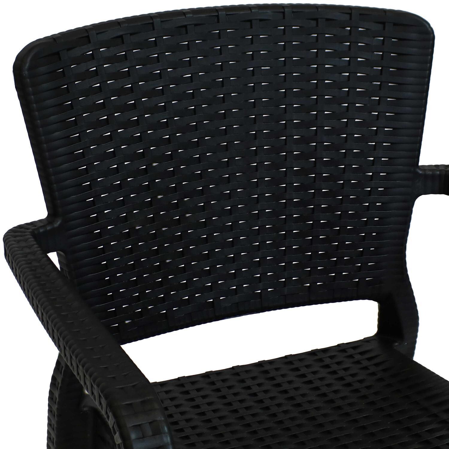 Ultimate Patio Plastic Stackable Arm Chair - Black - Backrest Detail thumbnail