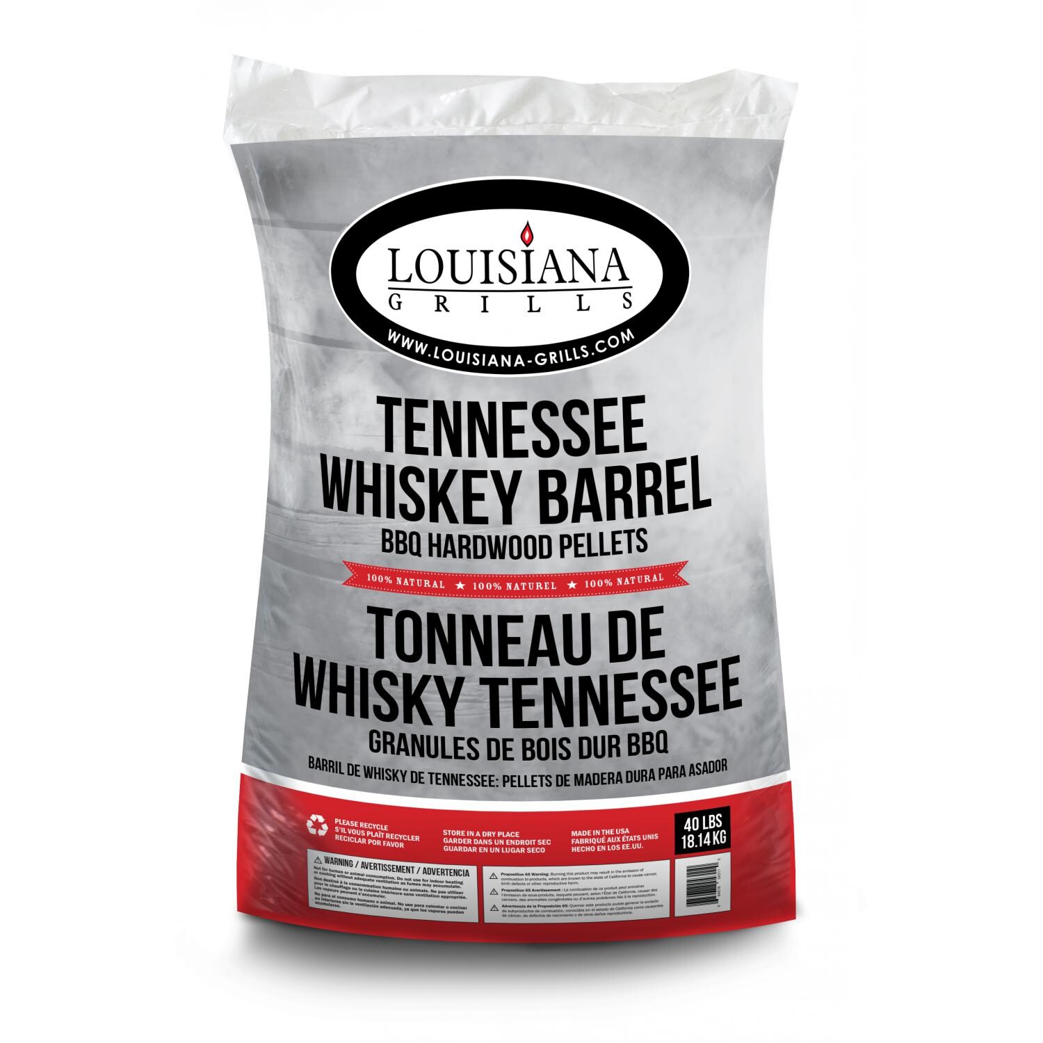 Louisiana Grills 40 Lb. Natural Hardwood Pellets - Tennessee Whiskey Barrel