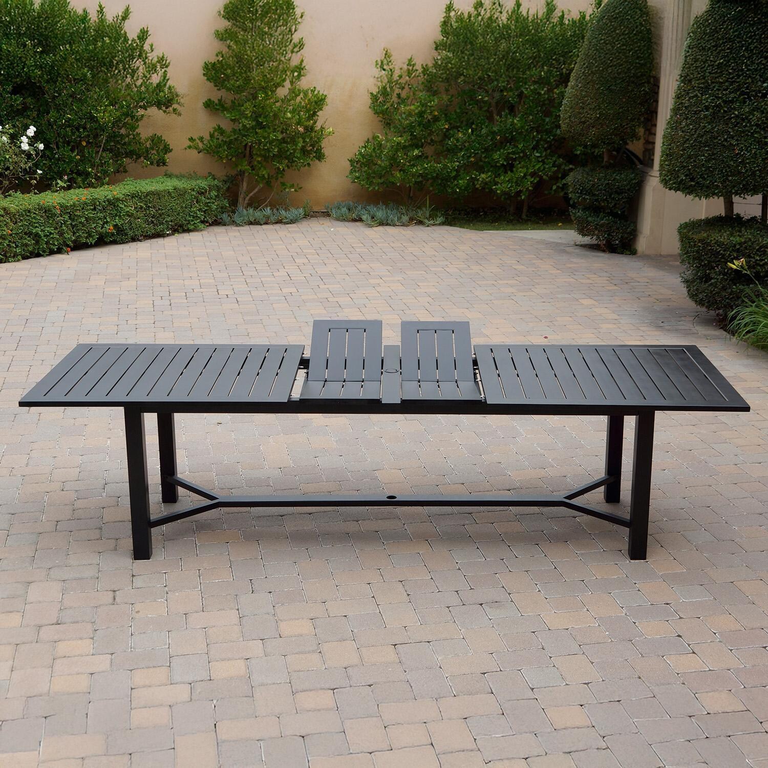 Darlee B/DL503-11PCD-2350LE Ten Star 11 Pc Cast Aluminum Dining Set in Antique Bronze - Table Side View w/ Extension - Lifestyle thumbnail