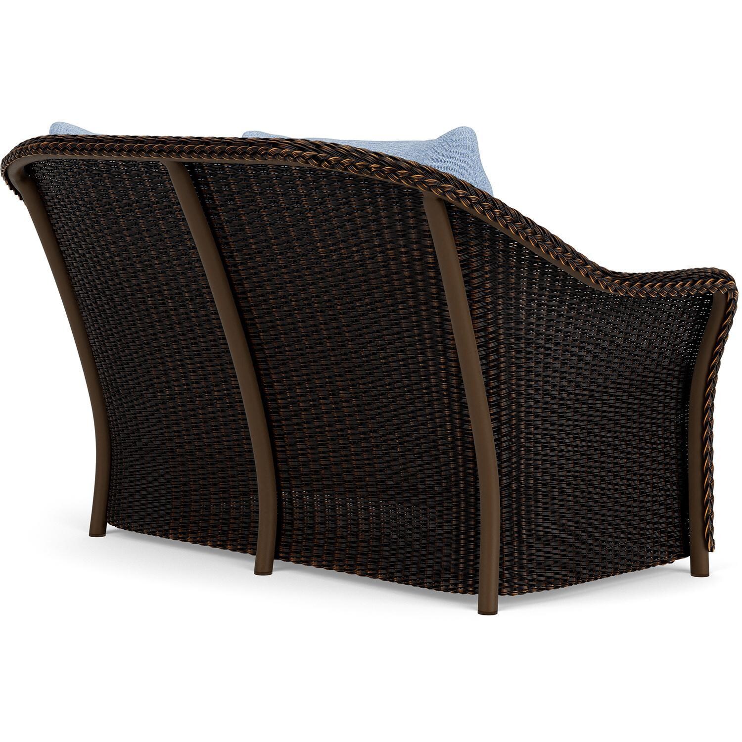 Lloyd Flanders Weekend Retreat Loveseat in Mink Finish W/ Demo Skyway Fabric - Back Right thumbnail