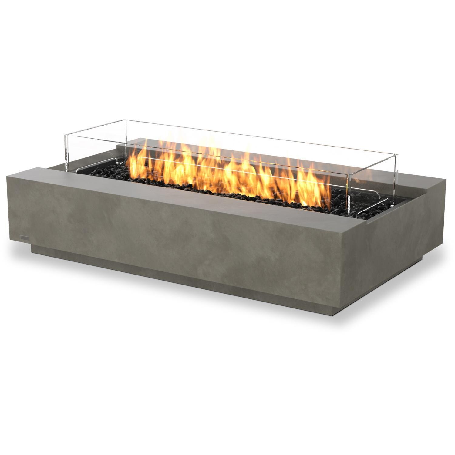 EcoSmart Fire ESF.O.CMO.50.NA.B Cosmo 50 Inch Black Burner Rectangle Concrete Ethanol Pit Table in Natural Concrete - On the Patio - Lifestyle thumbnail