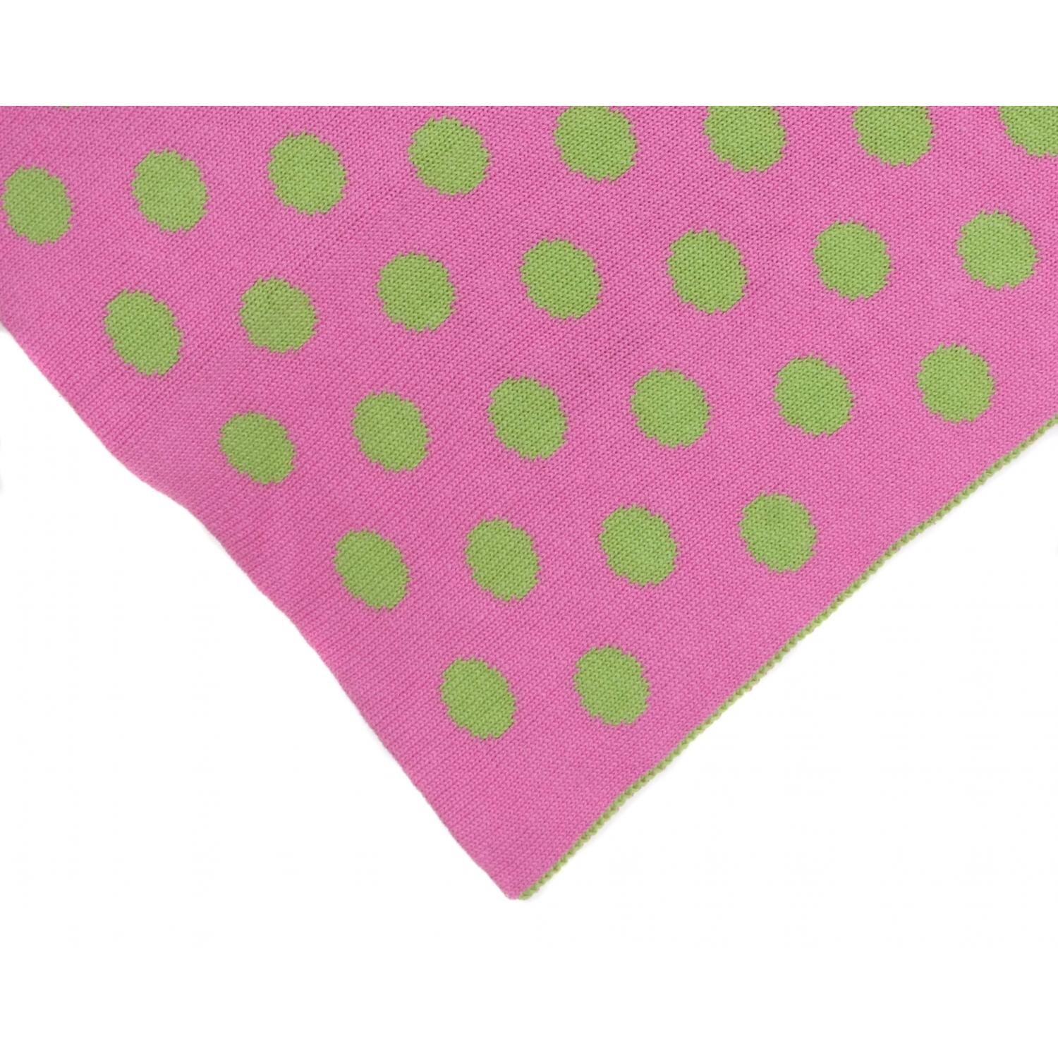 Elegant Baby Knit Baby Blanket - Pink/Green Dot
