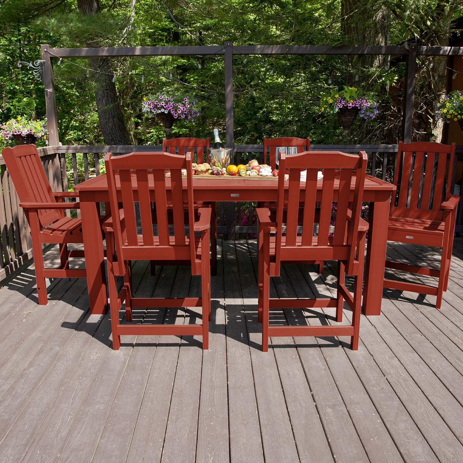 Hart Lane 7 Pc Recycled Plastic Counter Height Dining Set in Rustic Red by Lakeview Outdoor Designs