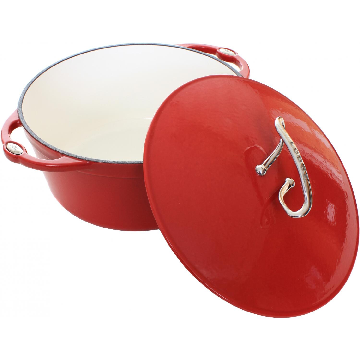 Lodge 6 Quart L Series Colored Enamel Cast Iron Dutch Oven, Patriot Red