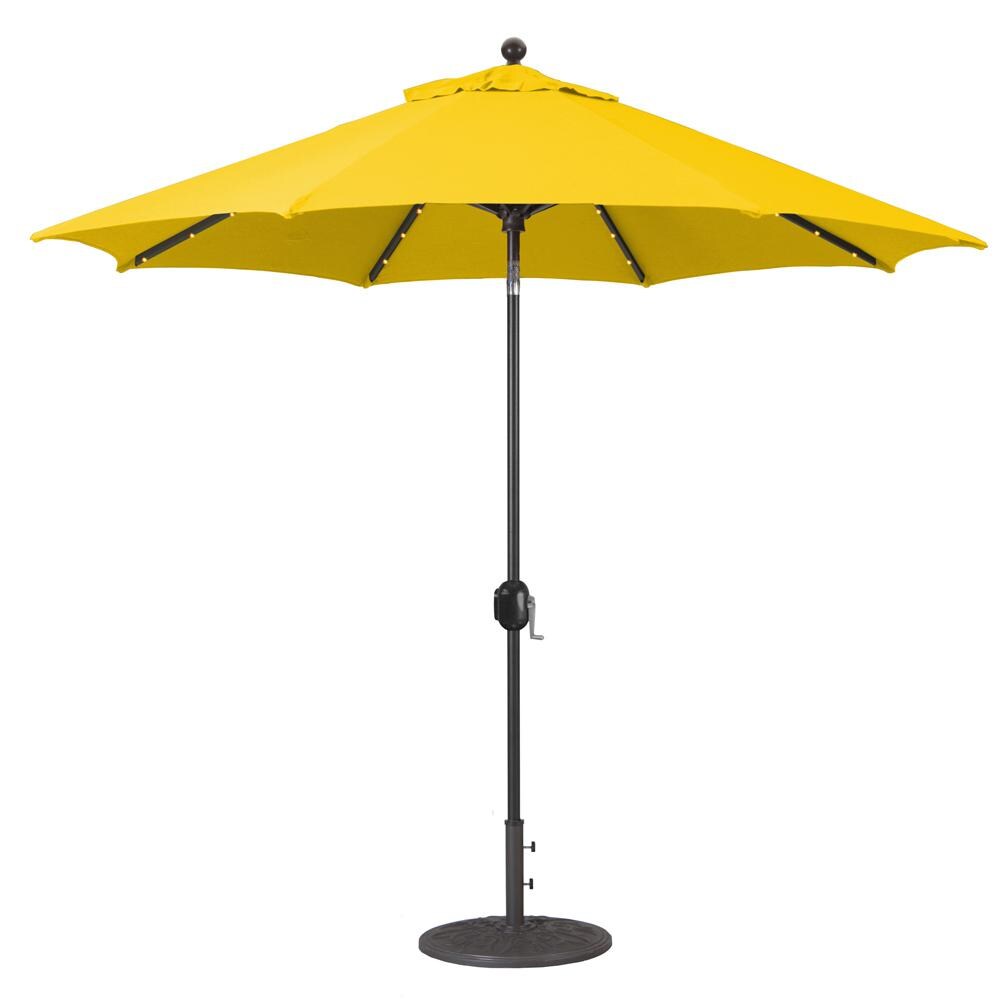 Galtech 9 Ft. Octagonal Aluminum Patio Umbrella W/ Crank Lift & Auto Tilt - Antique Bronze Frame W/ Sunflower Yellow Sunbrella Fabric (Shown In Black Finish, Umbrella Base Not Included) thumbnail