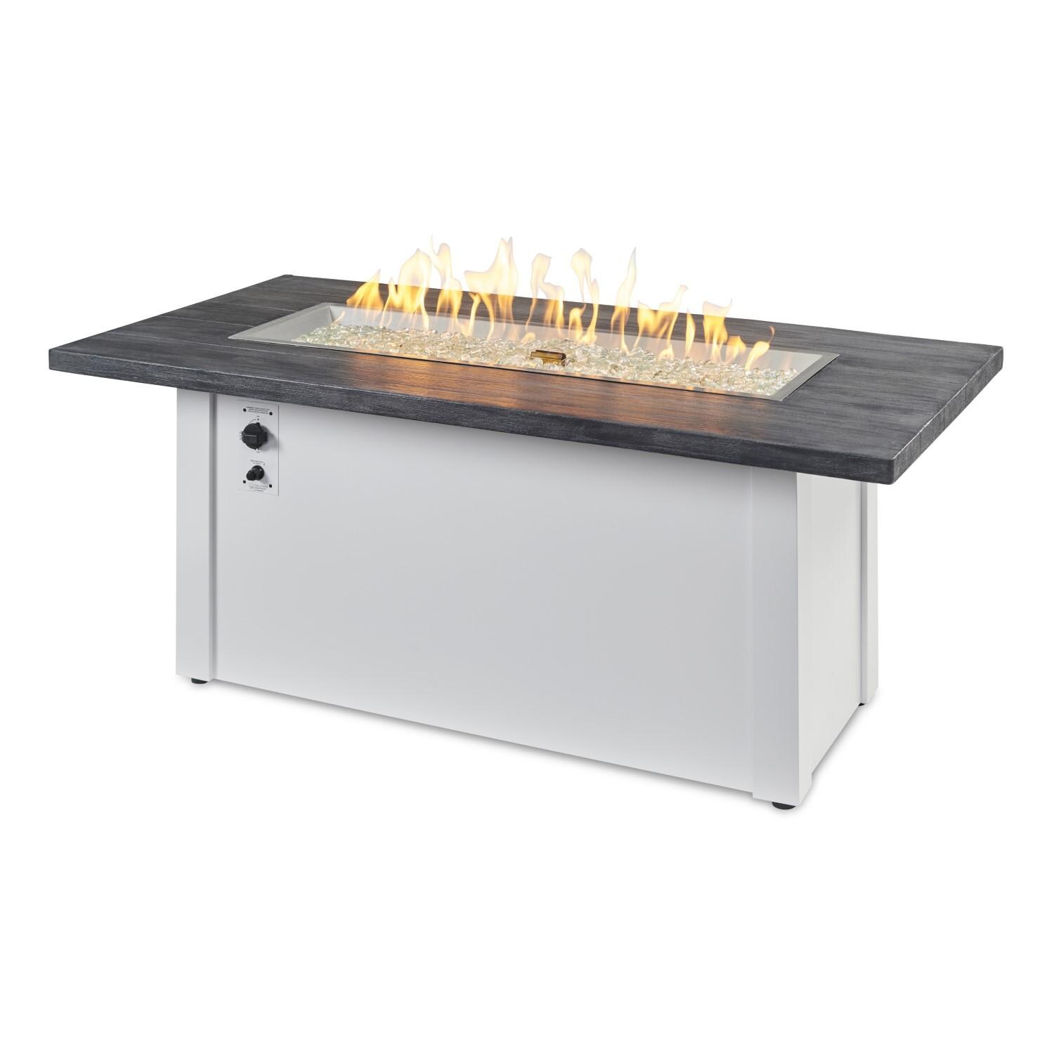 Havenwood 62 Inch Fire Pit Table W/ Carbon Grey Top & White Base - White Background thumbnail