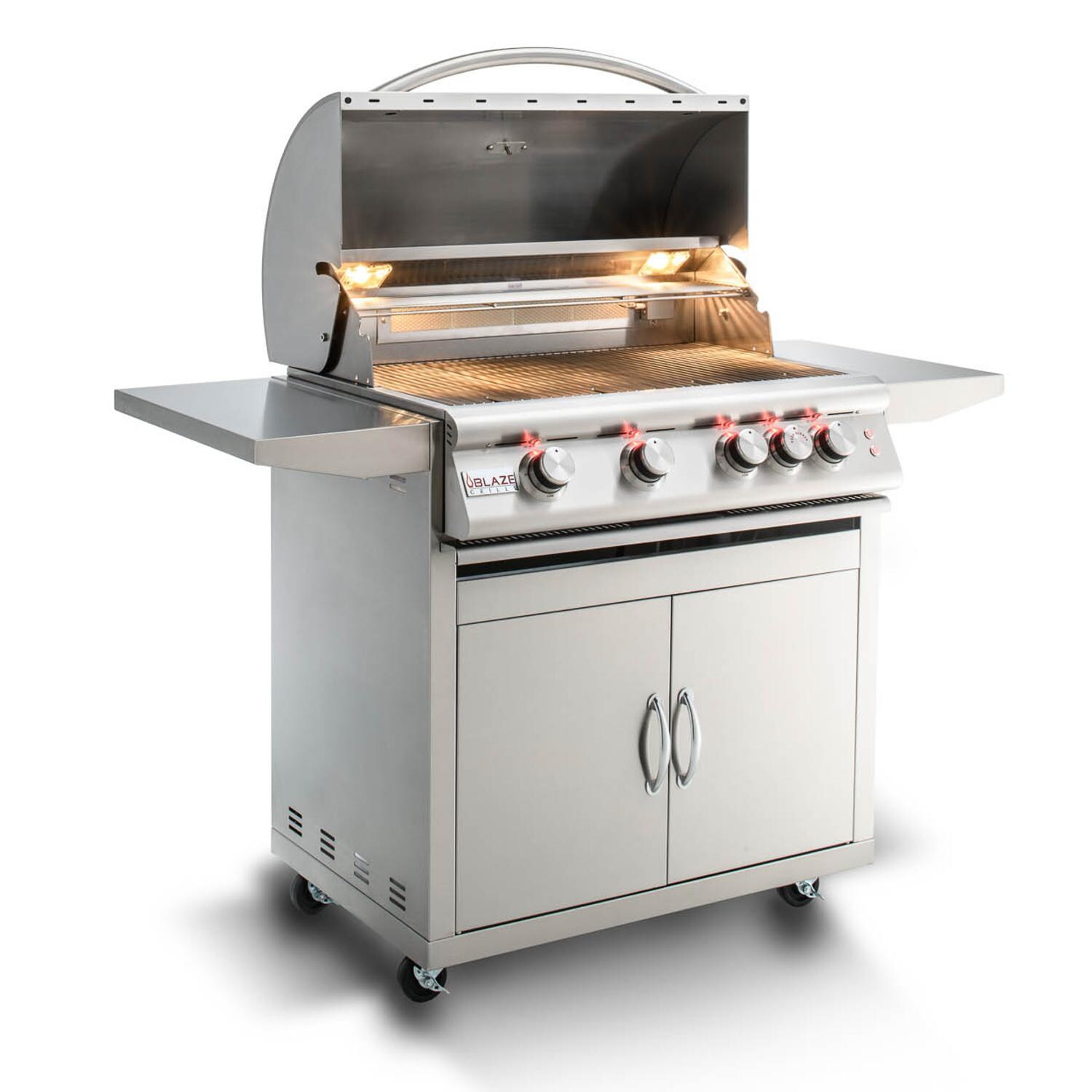 Blaze - BLZ-4LTE2-LP - Premium LTE 32-Inch 4-Burner Freestanding Propane Gas Grill - Angle View Open thumbnail