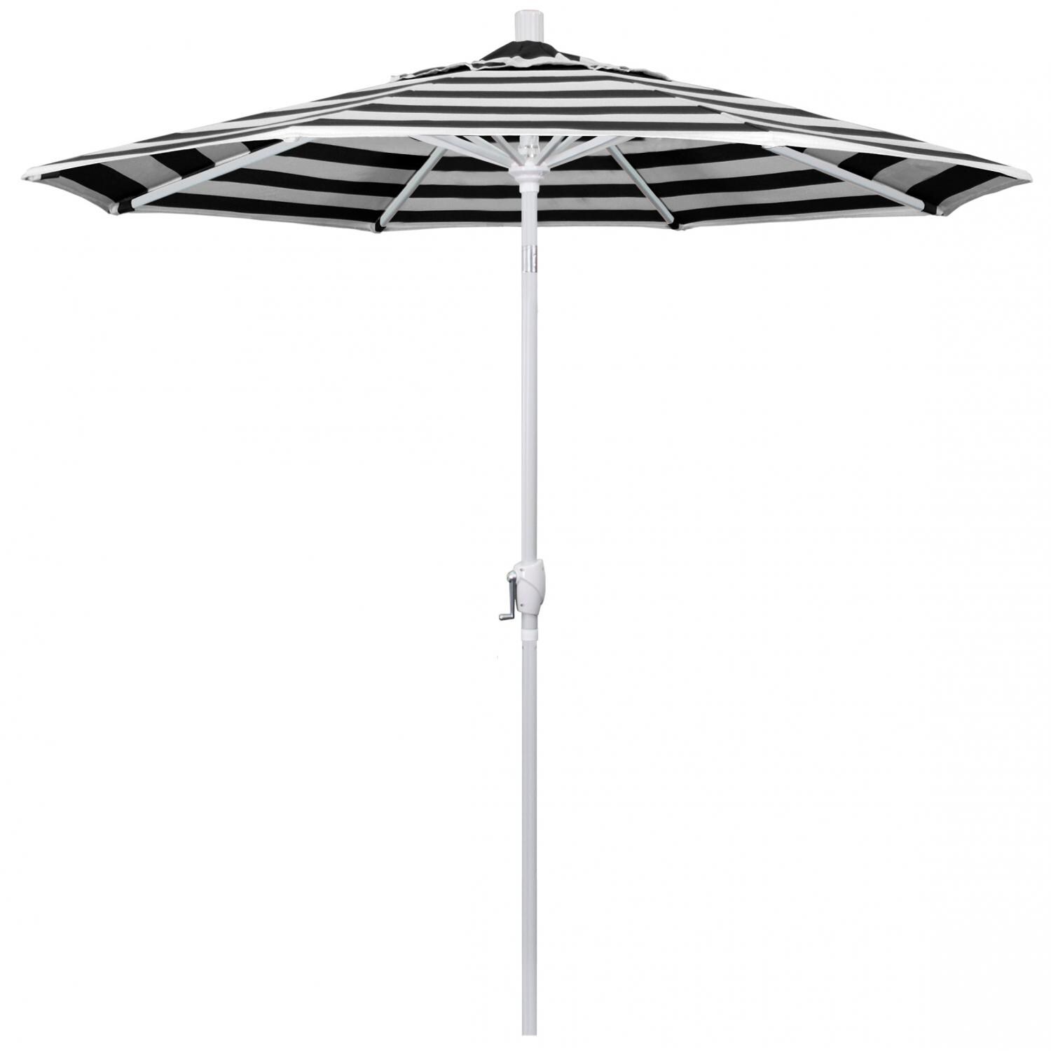 California Umbrella Pacific Trail Series 7.5 Ft Octagonal Aluminum Push Button Tilt Patio Umbrella W/ Crank Lift - Matted White Frame / Sunbrella Cabana Classic Canopy thumbnail