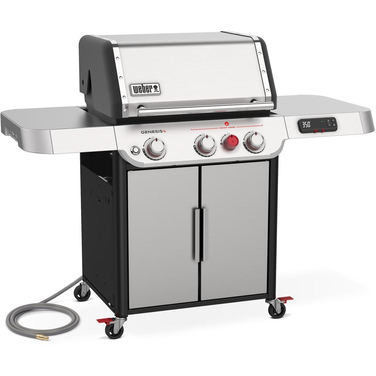 Weber GENESIS 37500001 SX-325s Natural Gas Smart Grill with Sear Burner - Stainless Steel - Left-Side Angled View - White Background thumbnail