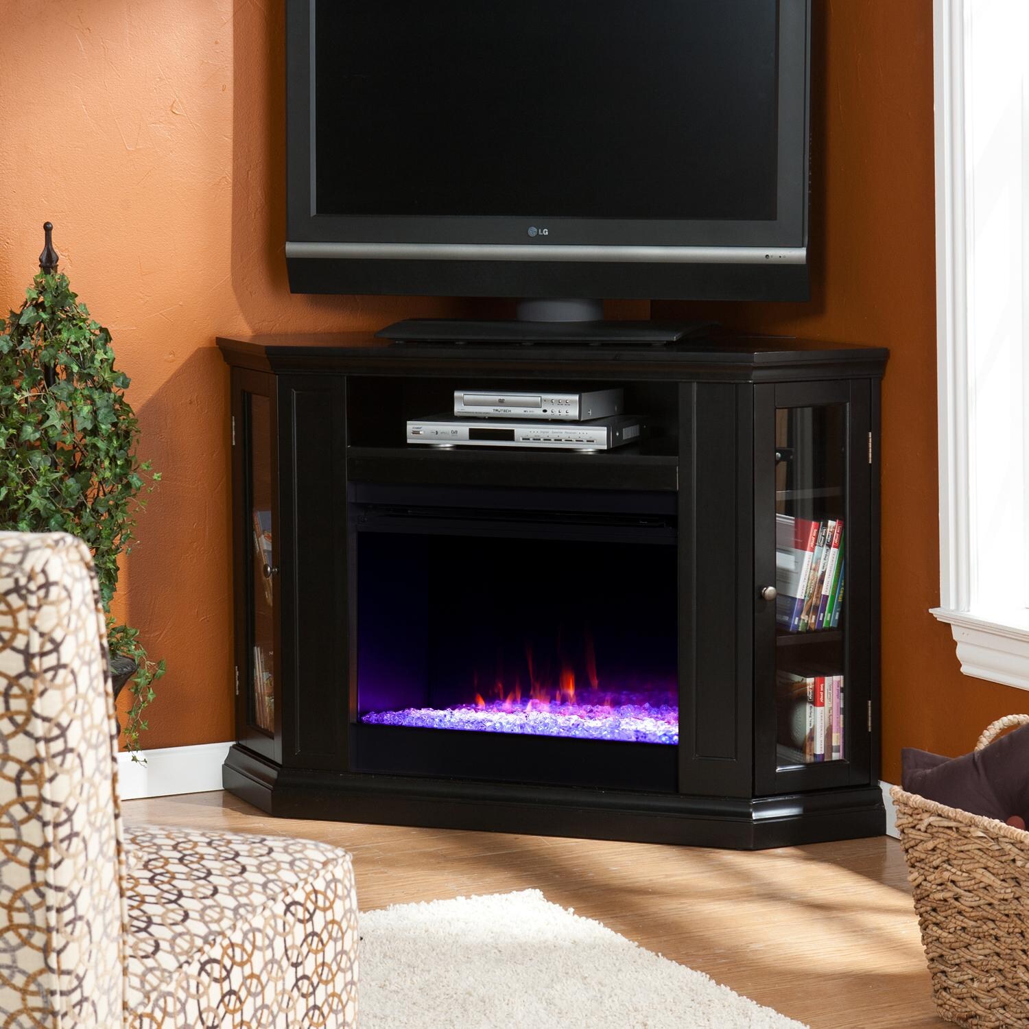 Southern Enterprises Claremont Color Changing Corner Convertible Electric Fireplace Black Fc9315 Bbqguys