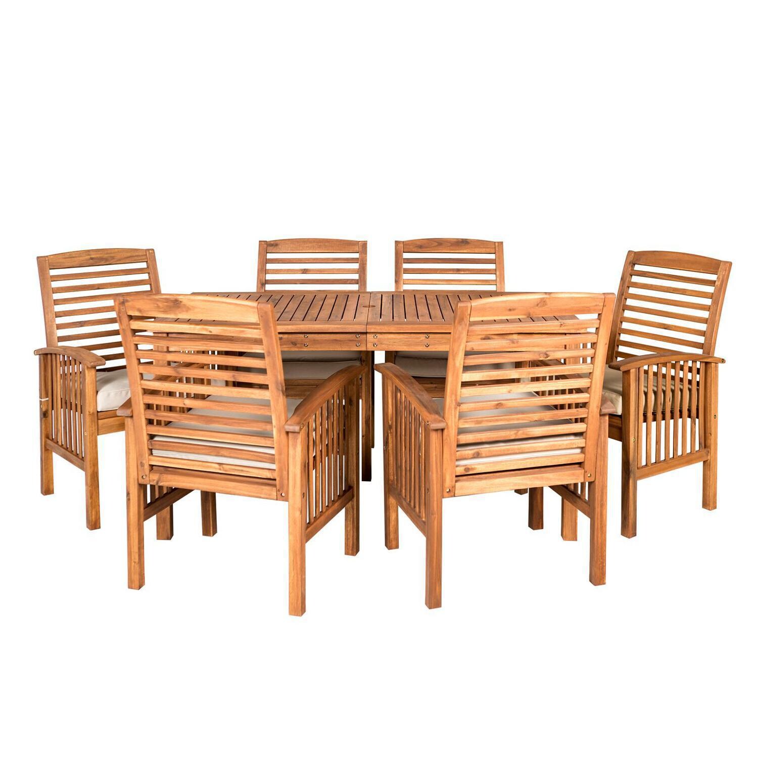 Ultimate Patio Horizon Way 7 Piece Brown Acacia Patio Dining Set - Front View thumbnail