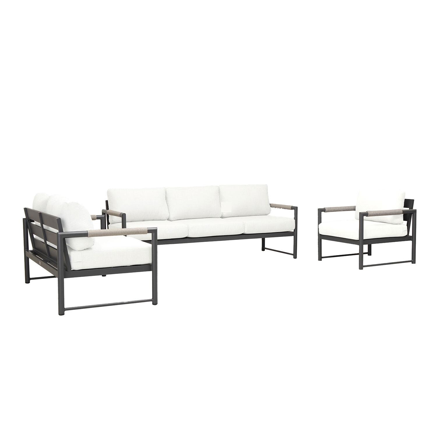 Lakeview AVEBAY-SL-PG-SET143-CN Avenue Bay Slate/Pebble Gray 3 Pc Sofa Loveseat Set - Canvas Natural - Angled - White Background thumbnail