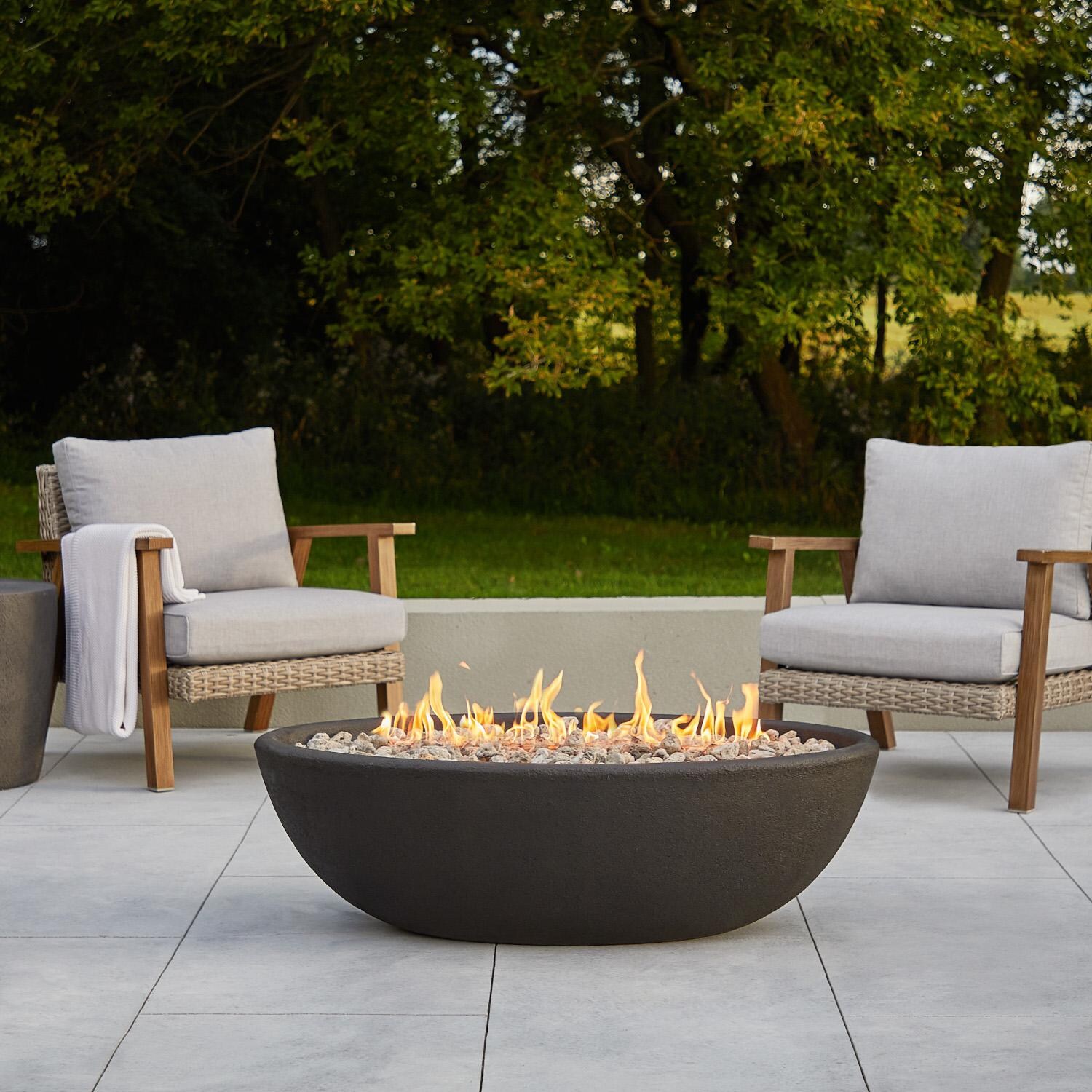 Real Flame Riverside 48-Inch Oval Propane Gas Fire Bowl - Shale - 590LP-SHL image