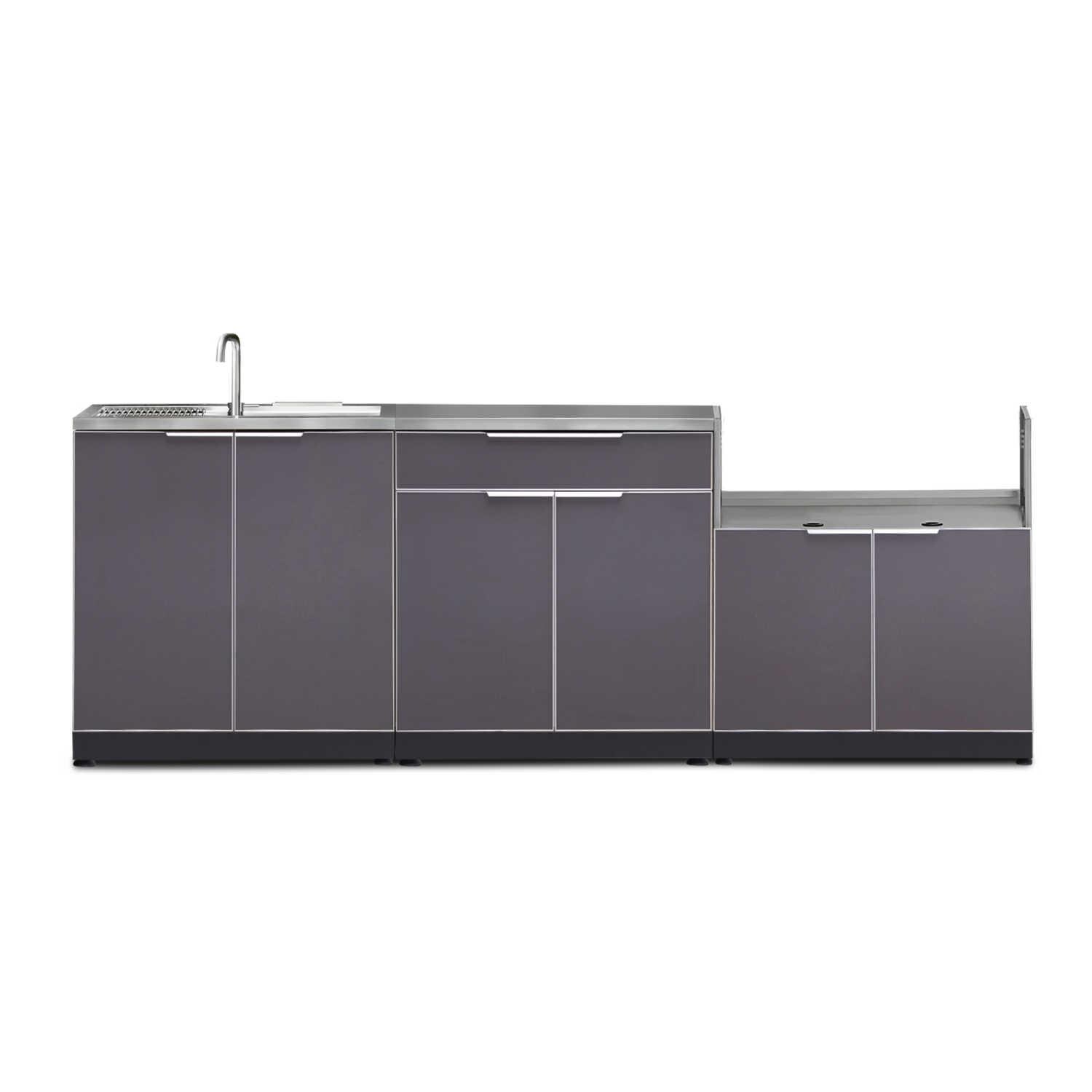 NewAge Outdoor Kitchen 4 Piece Set With 33-Inch Insert Grill Cabinet, Sink, And Bar Center - Slate Gray - 65258 thumbnail