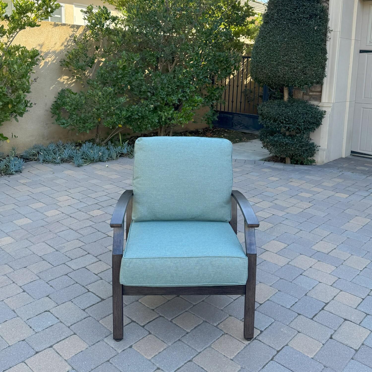 Atlantis 2 Pc Aluminum Club Chair Set in Walnut/Spa by Darlee - Chair - Lifestyle thumbnail