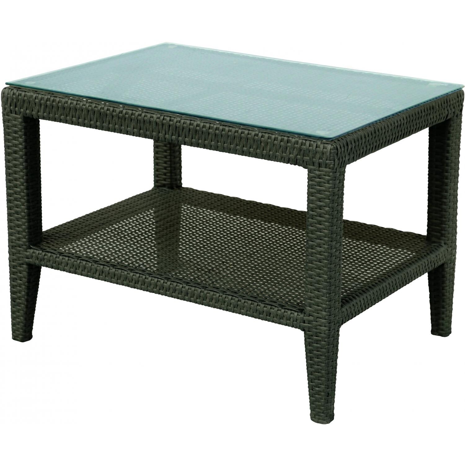 Darlee Vienna Resin Wicker Patio Side Table With Glass Top BBQGuys