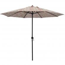 Astella 9 Ft. Aluminum Push Tilt Patio Umbrella W/ Crank Lift - Black Frame / Polyester Red Flower Pattern Canopy image