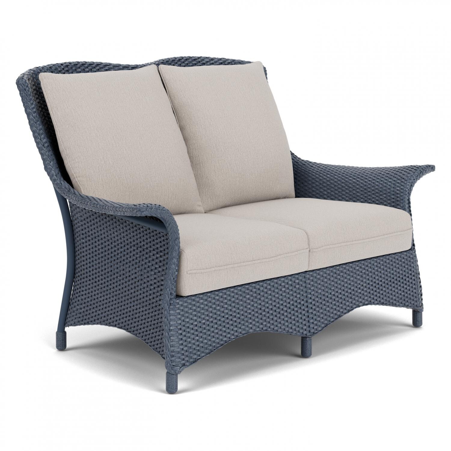 Lloyd Flanders Mandalay Loveseat In Denim Blue Finish With Remy Cloud Fabric - Angled thumbnail