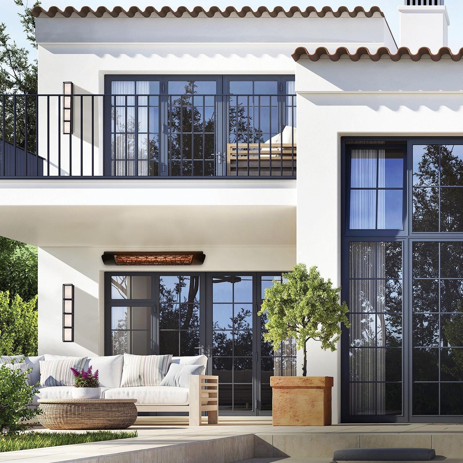 Eurofase EF20277B6 Stella Series 39 Inch 2000 Watt Single Element Marine Grade 277V Electric Patio Heater in Black - Seating Area - Lifestyle thumbnail