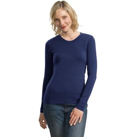 Port Authority Ladies Modern Stretch Cotton Long Sleeve Scoop Neck Shirt - Sapphire Blue