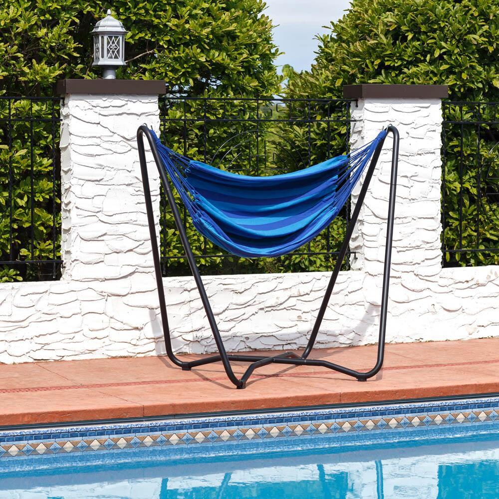 Ultimate Patio Hanging Hammock Chair Swing w/ 2-Point Space-Saving Stand - Beach Oasis - Lifestyle2 thumbnail