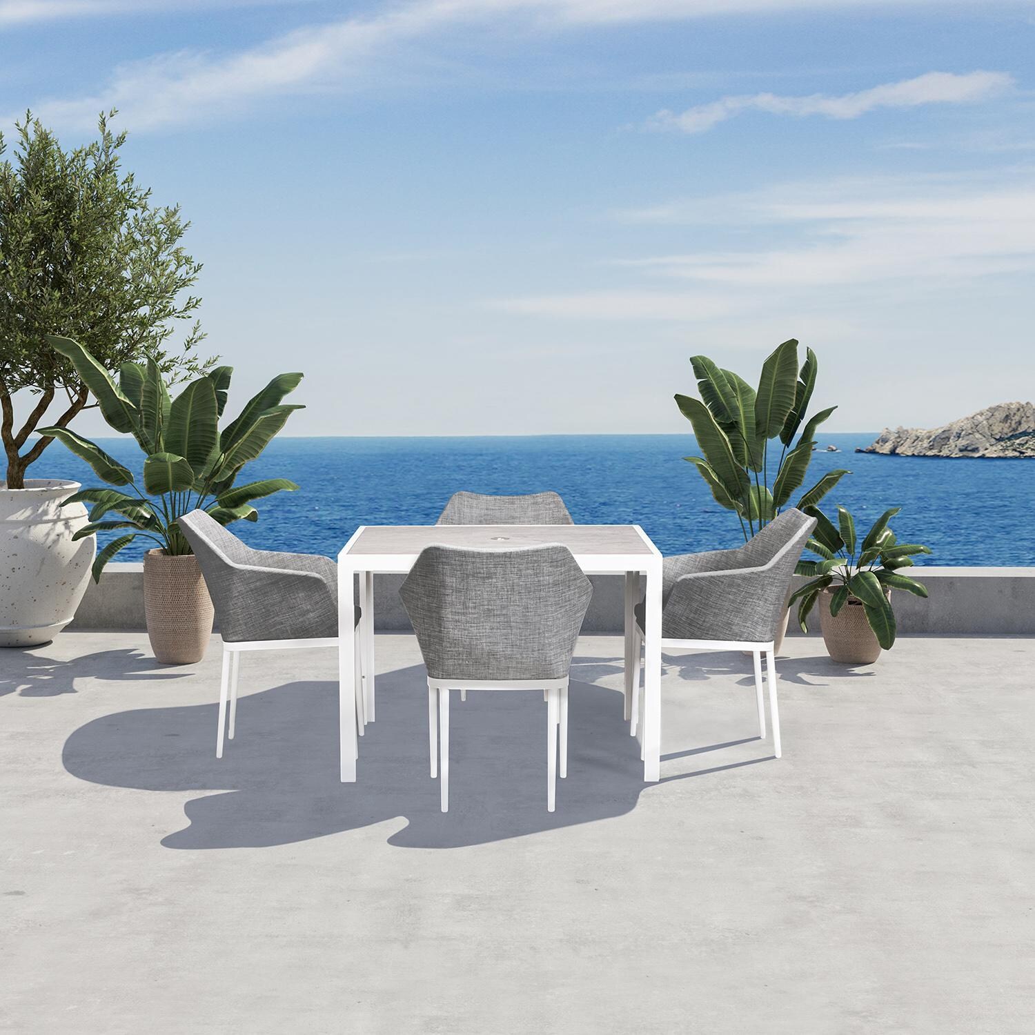 Starlook Bay 5 Pc Aluminum Dining Set in White by Lakeview Outdoor Designs