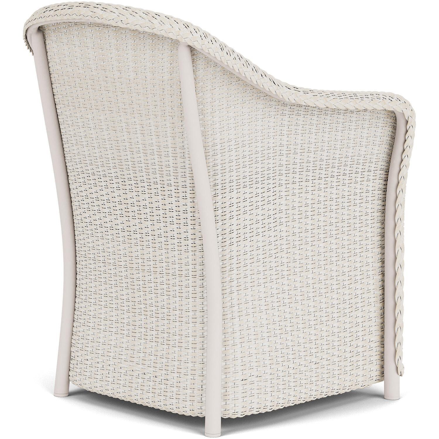 Lloyd Flanders Weekend Retreat Dining Armchair in Antique White Finish W/ Remy Cloud Fabric - Back Right thumbnail