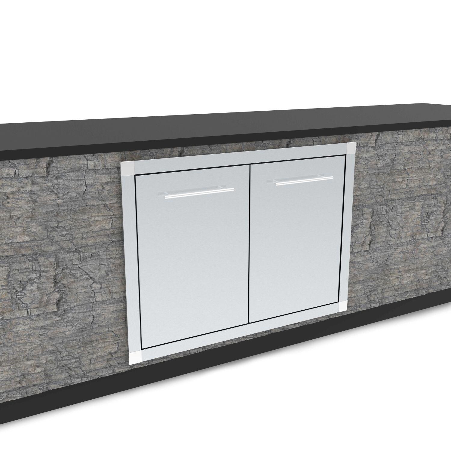 Broil King 800200 39 1/4-in Stainless Steel Double Access Door - Installed on Island - Closed - Detail thumbnail