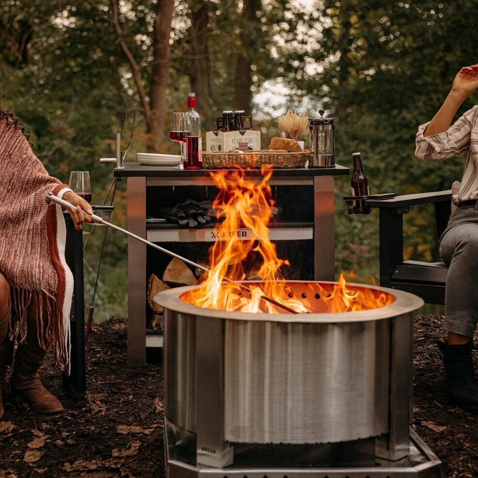 Breeo BR-X24S X Series 24 Inch Smokeless Round Stainless Steel Wood Burning Fire Pit - In Nature - Lifestyle thumbnail