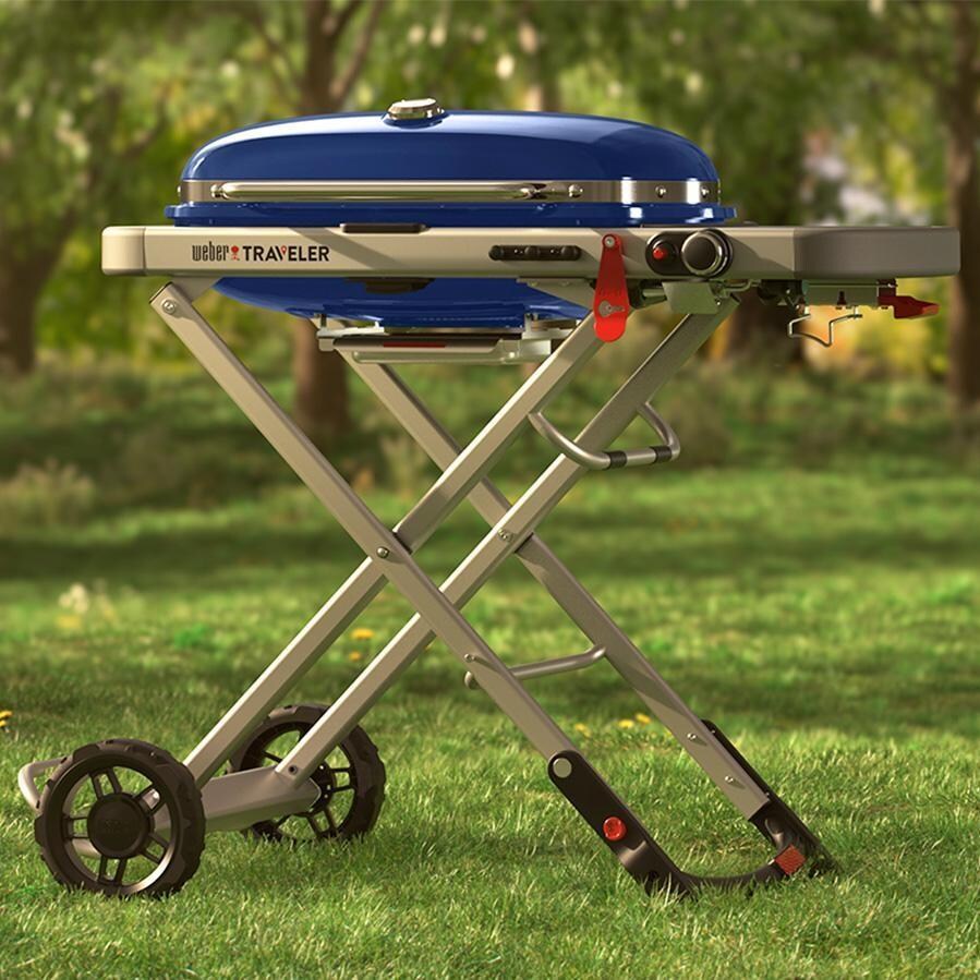 Weber Traveler Portable Propane Gas Grill - Deep Ocean Blue - 9020001