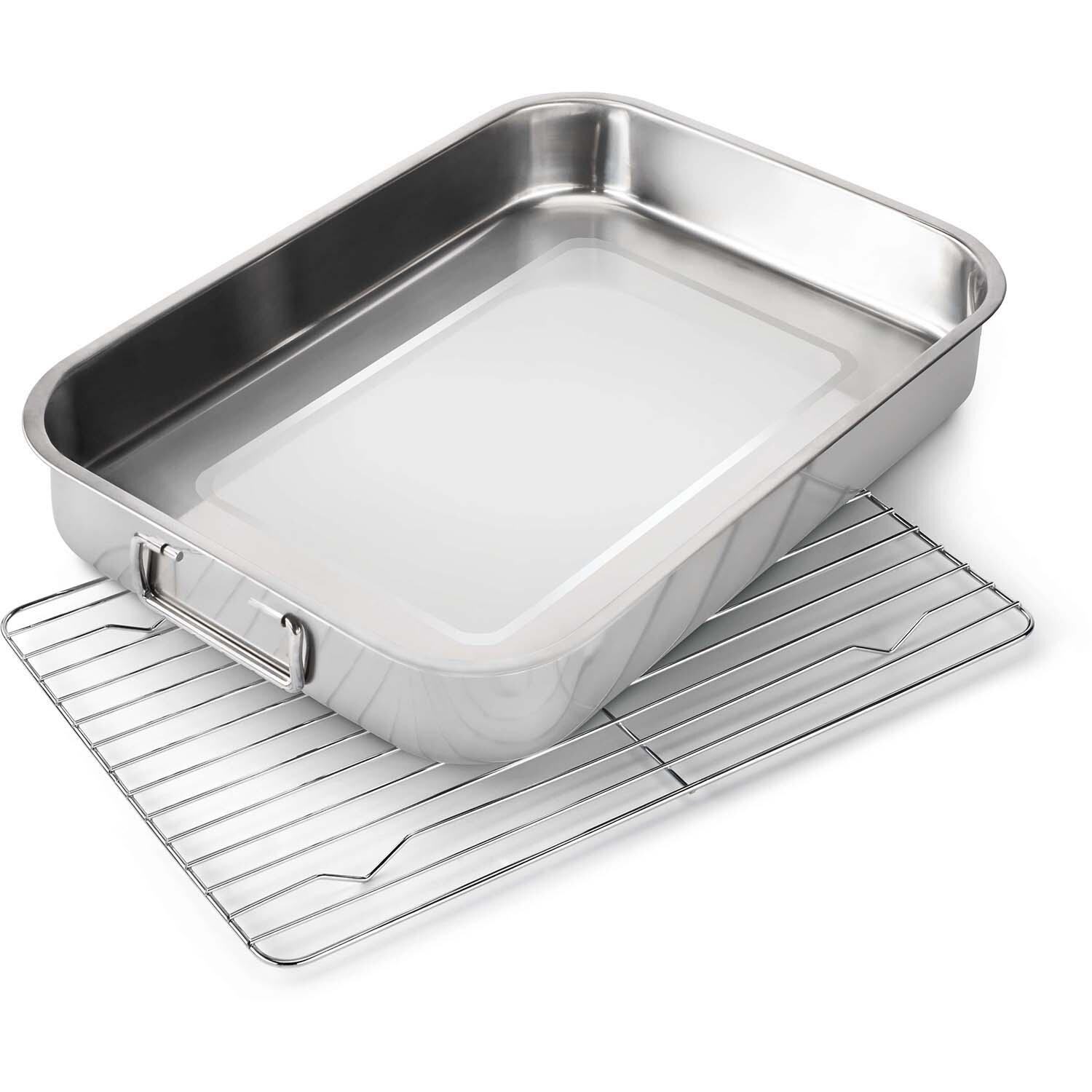Napoleon  56038 Stainless Steel Roasting Pan - Both Pieces Shown - White Background thumbnail