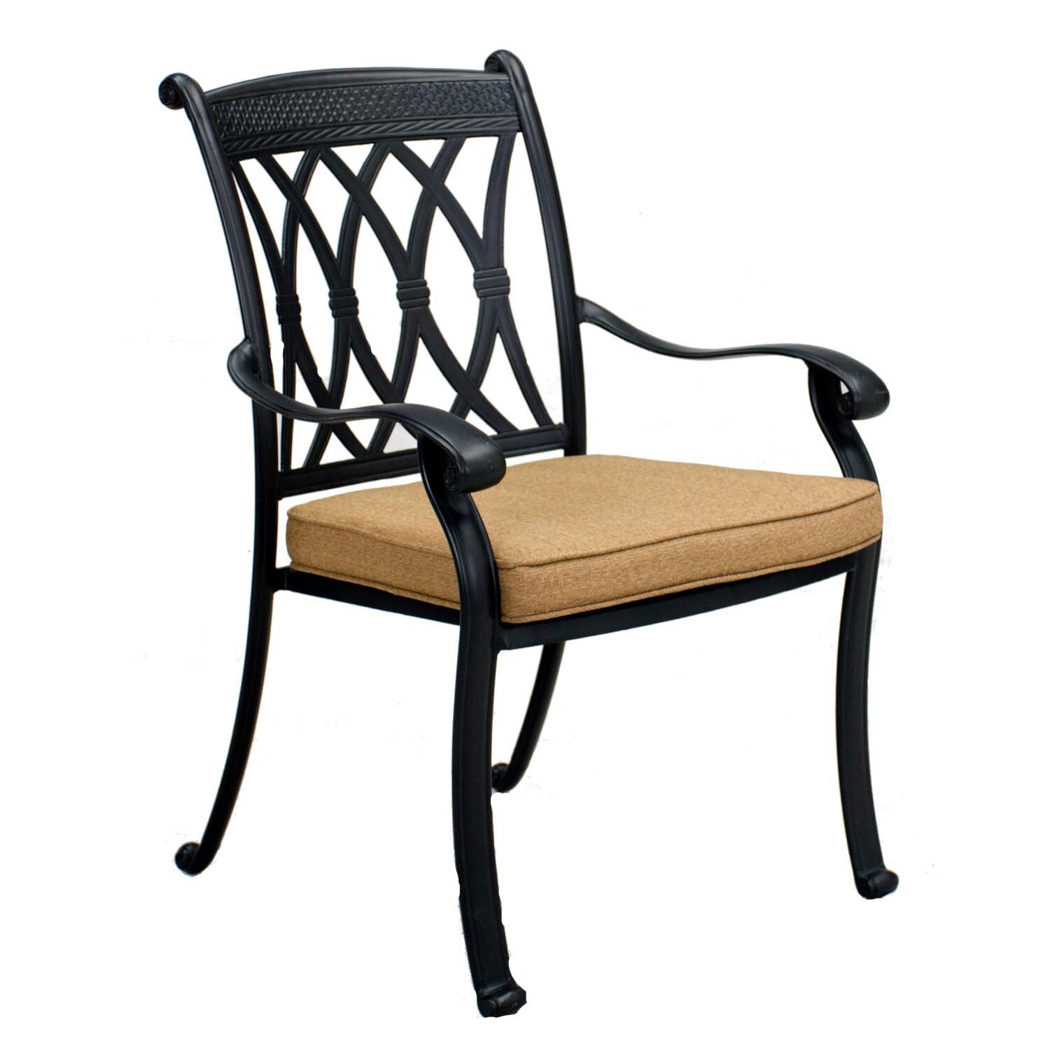 Darlee B/201660-7PC-60GD Capri Cast Aluminum Dining Arm Chair W/ Sesame Cushion thumbnail