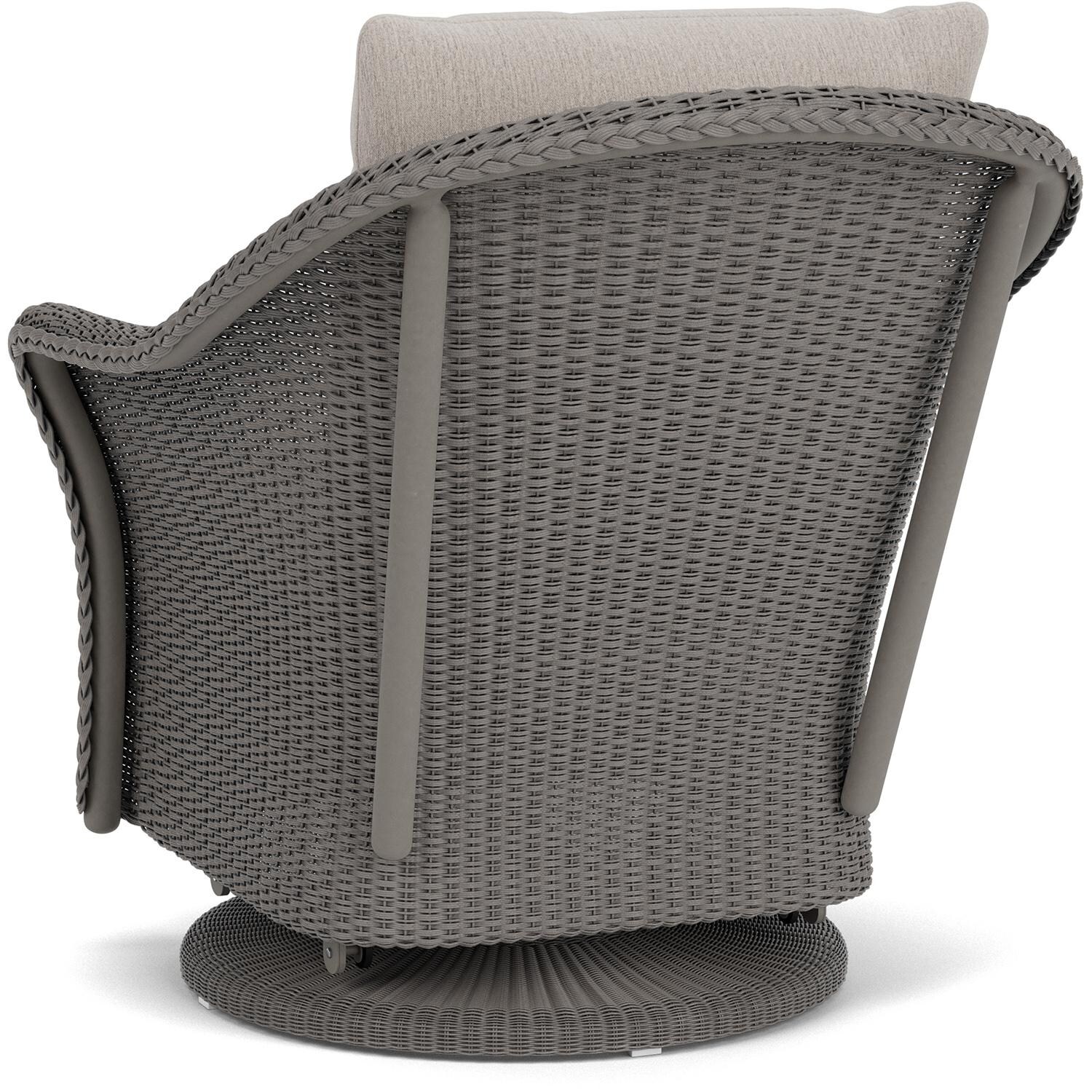 Lloyd Flanders Weekend Retreat Swivel Glider Lounge Chair in Pewter Finish W/ Remy Cloud Fabric - Back Left thumbnail